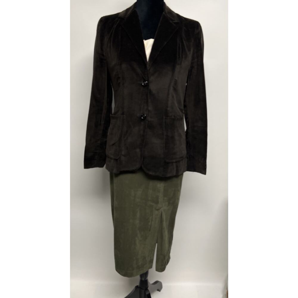 Vintage 90s Skirt Midi Faux Suede Olive Green Sz 8 Stretch Rockabilly Whimsigoth